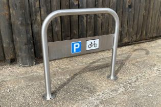 Cycle Stand in Stainless Steel with Bike Parking Sign - Hillmorton