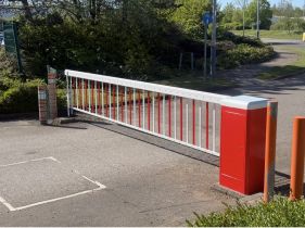 Arm Barrier Automatic with extra long poles. Choice of plain pole up to 8.7m, or lower skirting up to 7.7m