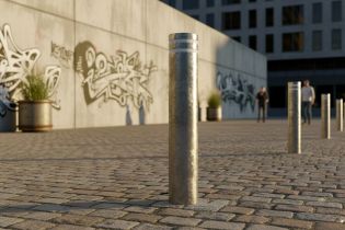 Bollard (168mm DIA) 1000mm above ground Galvanised - Twin Groove. Can be reinforced with RSJ