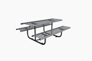 Rendered Image of a Bolt-down Outdoor Picnic Bench with Combined Seating.
