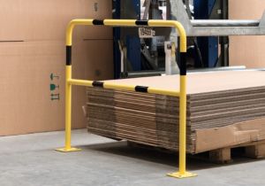 Hoop Steel Hi Vis Guards. Quality Steel (40mm Diameter). Light Duty. For surface fixing. Indoor use