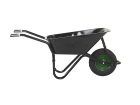 Black Painted Heavy Duty 80 Litre Wheelbarrow with Black Pneumatic (Air-Filled) Tyre