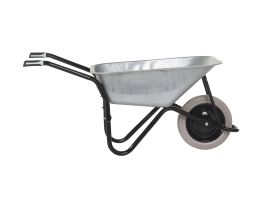 Galvanised Heavy Duty 80ltr Wheelbarrow with Grey/White Puncture Proof (Solid) Tyre
