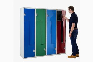 4 Colour Double door Z lockers in dark blue, Green, light blue & Red