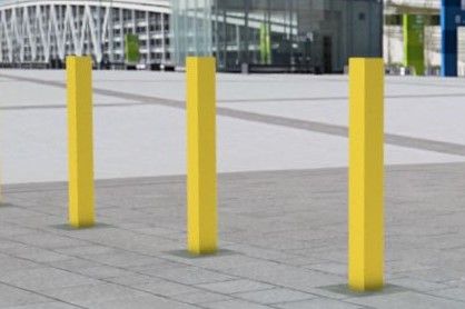 Bollard Steel (50-150mm Square) 900mm above ground - Galvanised & Yellow