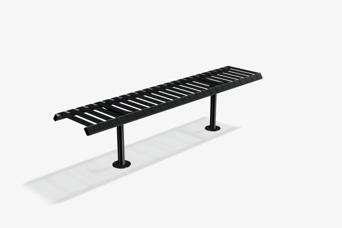 Rendered&#x20;Image&#x20;of&#x20;a&#x20;Black&#x20;&#x28;RAL&#x20;9005&#x29;&#x20;Finish&#x20;of&#x20;a&#x20;Bolt-down&#x20;Bench&#x20;Seat.
