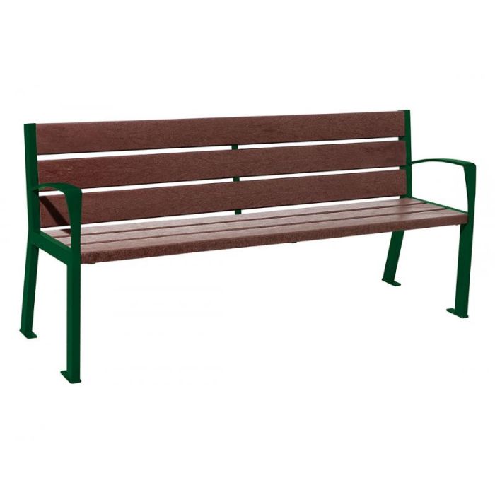 Outdoor&#x20;Bench&#x20;Seating&#x20;with&#x20;Optional&#x20;Armrest&#x20;with&#x20;Green&#x20;Metal&#x20;Frame
