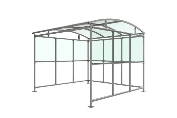Combe Smoking / Vaping Shelter: (Various Sizes 1 to 5m)
Galvanised Frame with PETG Curved Roof & Panels