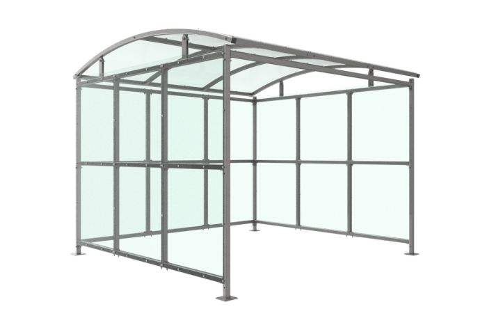 Dodford Bike Shelter: (PETG) Curved Sheet Roof
Open Sided with End & Back Sheet Panels