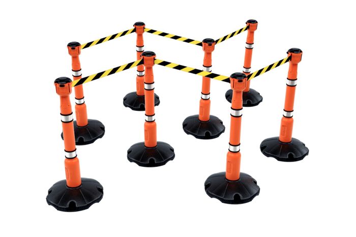 Retractable Post & Base Kit of 8 with 72m of High-Viz Tape