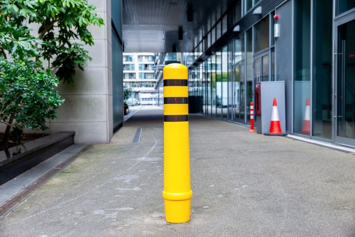 Yellow Decorative Bollard Sleeve in-situ