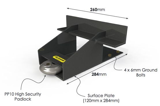 Autolok&#x20;Blokka&#x20;Metal&#x20;Garage&#x20;Door&#x20;Security&#x20;Blocker&#x0D;&#x0A;Heavy&#x20;Duty&#x20;Steel&#x20;Floor-Mounted&#x20;Security&#x20;Deterrent