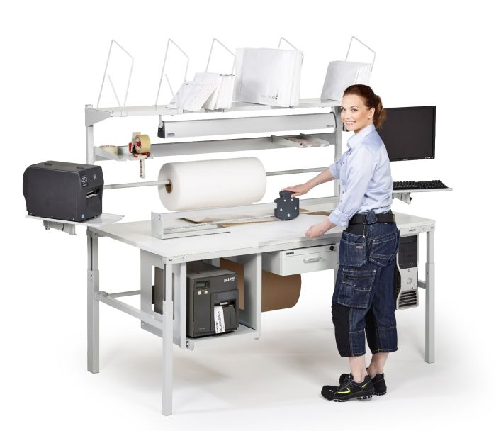 Packing Bench in situ with accessories available at extra cost.