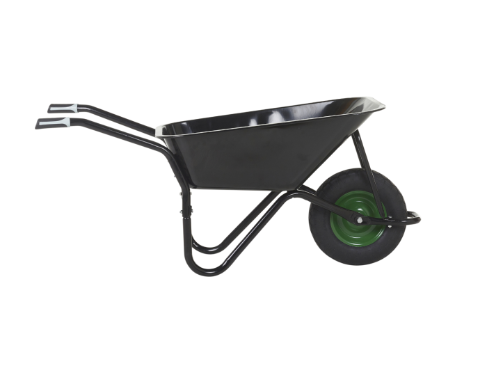 Black Painted Heavy Duty 80 Litre Wheelbarrow with Black Pneumatic (Air-Filled) Tyre