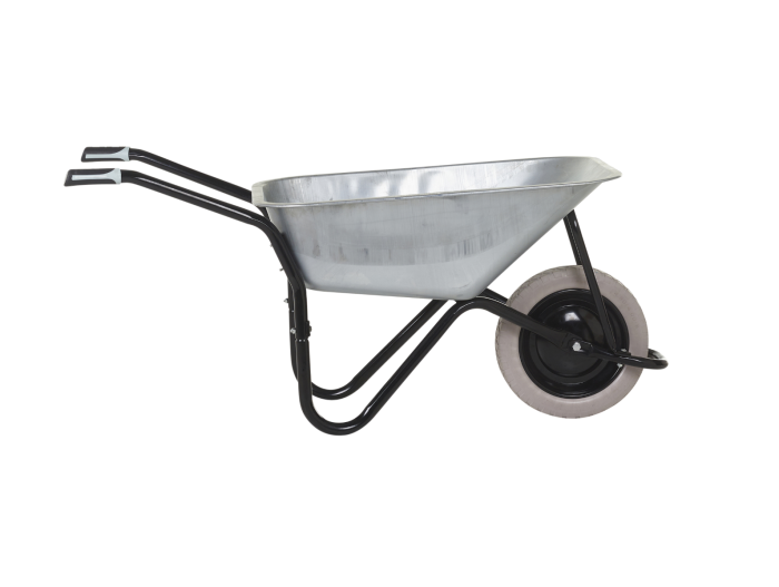 Galvanised Heavy Duty 80ltr Wheelbarrow with Grey/White Puncture Proof (Solid) Tyre