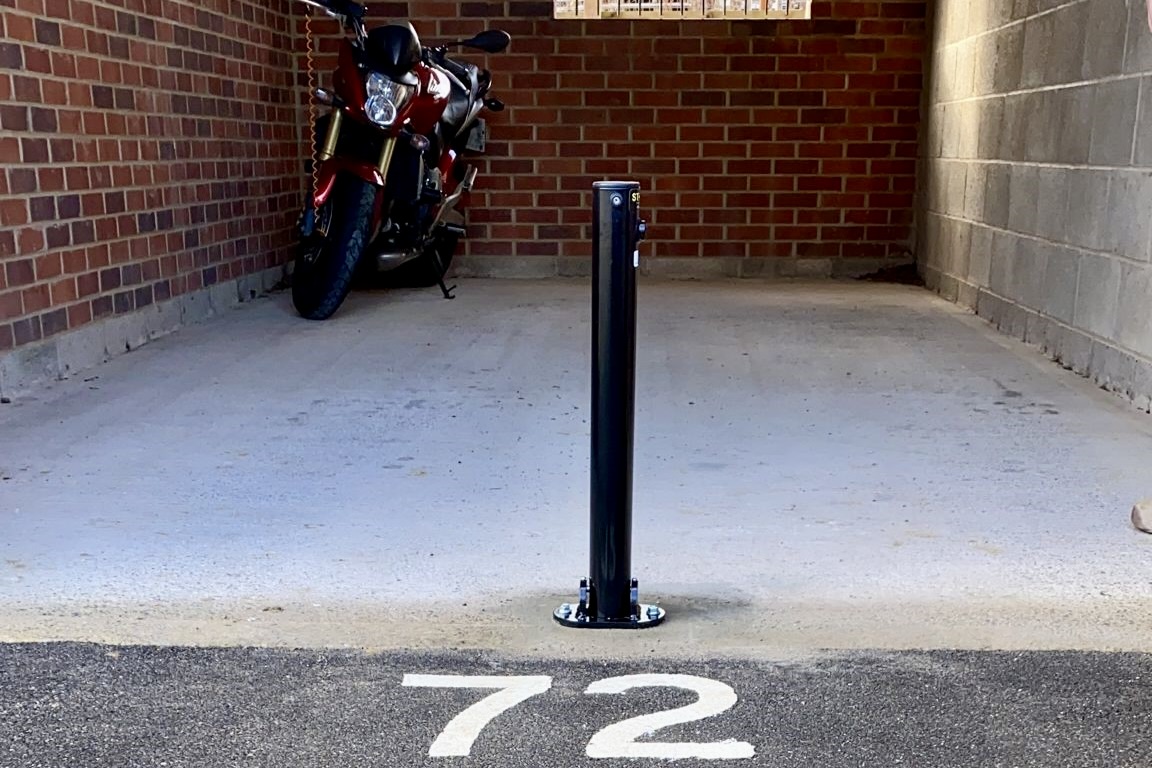Black Secure Parking Post Hinged with Integral Lock Robust Protection. Great Volume Discounts.