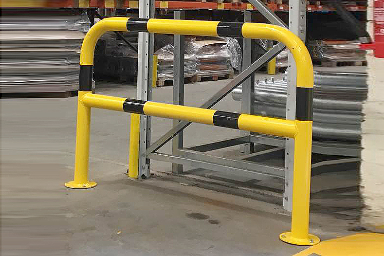 Safety barriers-Hooped Perimeter Barriers for Warehouse (76mm Dia) - Hi Vis