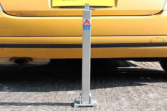 Parking Post-Square with padlock at the top for ease of locking. Highly durable