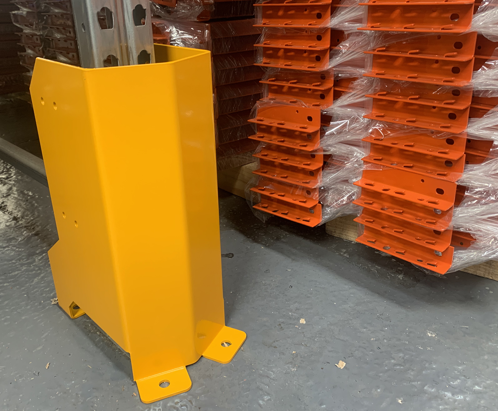 Racking Impact Protectors: Yellow Hi-Visibility PC Finish Upright 2 or 4 Sided Choice Corner Damage Prevention