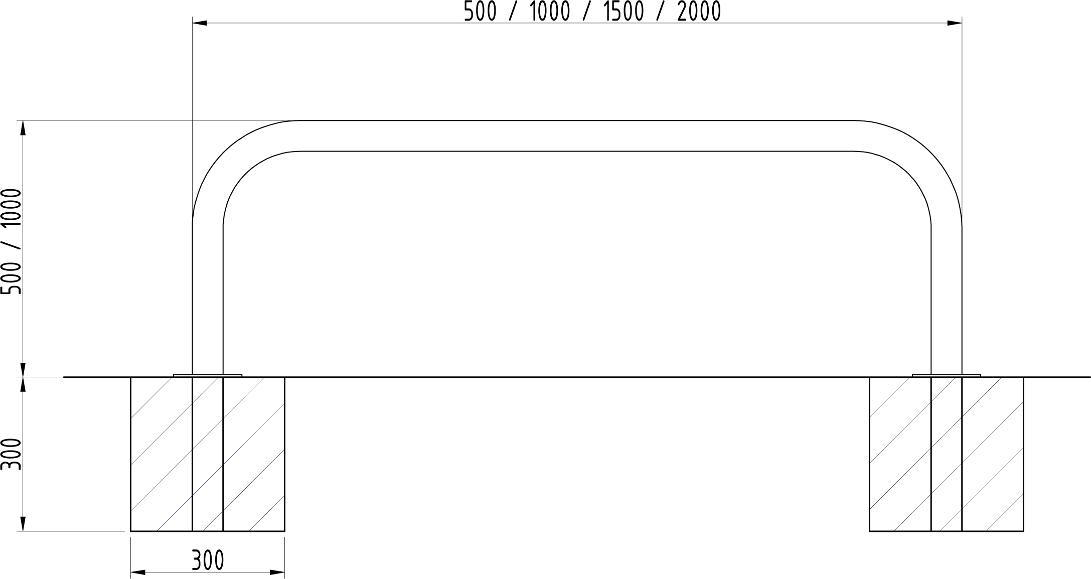 Hooped Perimeter Barrier (48mm dia) 1000mm above ground (concrete in)