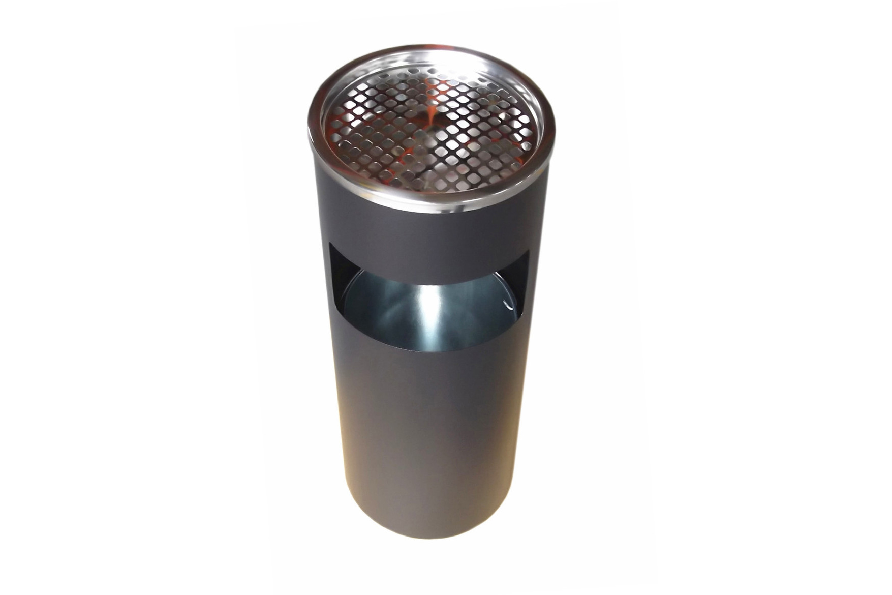 Lobby Style Cigarette and Litter Bin - stainless steel, free standing, corrosion resistant