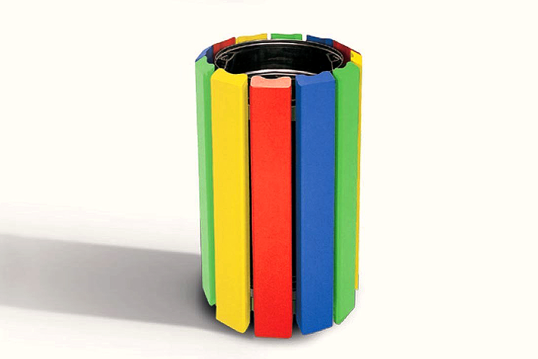 Litter Bin Multi Coloured in Hard Wood - Designed to be suitable for use in schools and locations frequented by children than the standard sizes bin.
