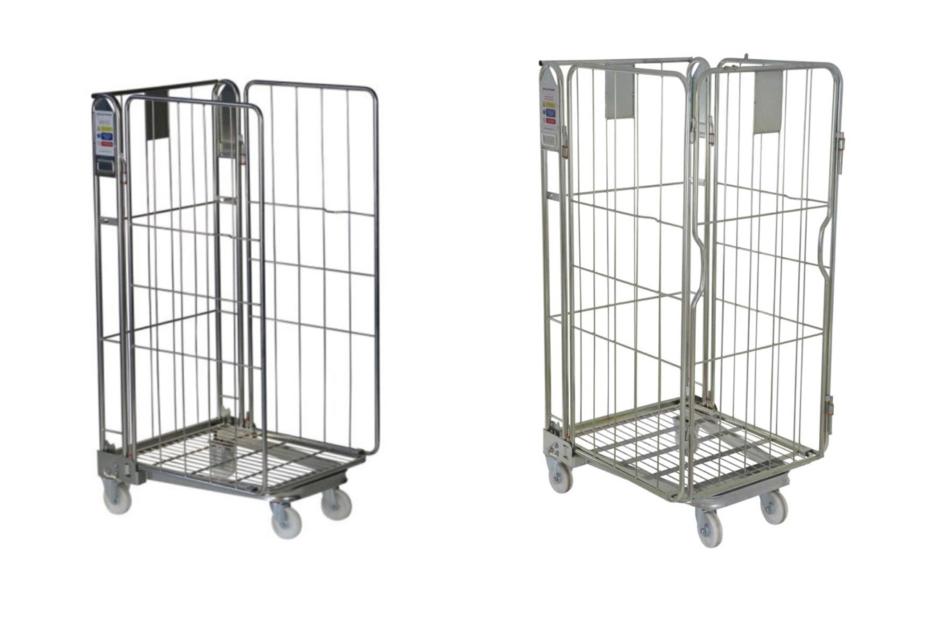 3 or 4 Nestable Roll Pallets (600kg Load) Manoeuvrable & Protecting with Rod Infill Structure