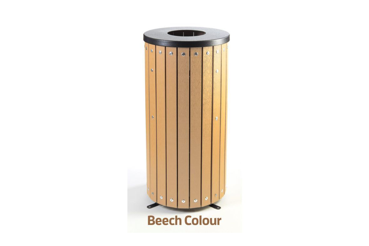 Plastic Open Top Bin with wood effect - steel frame, galvanised steel liner, 40L capacity