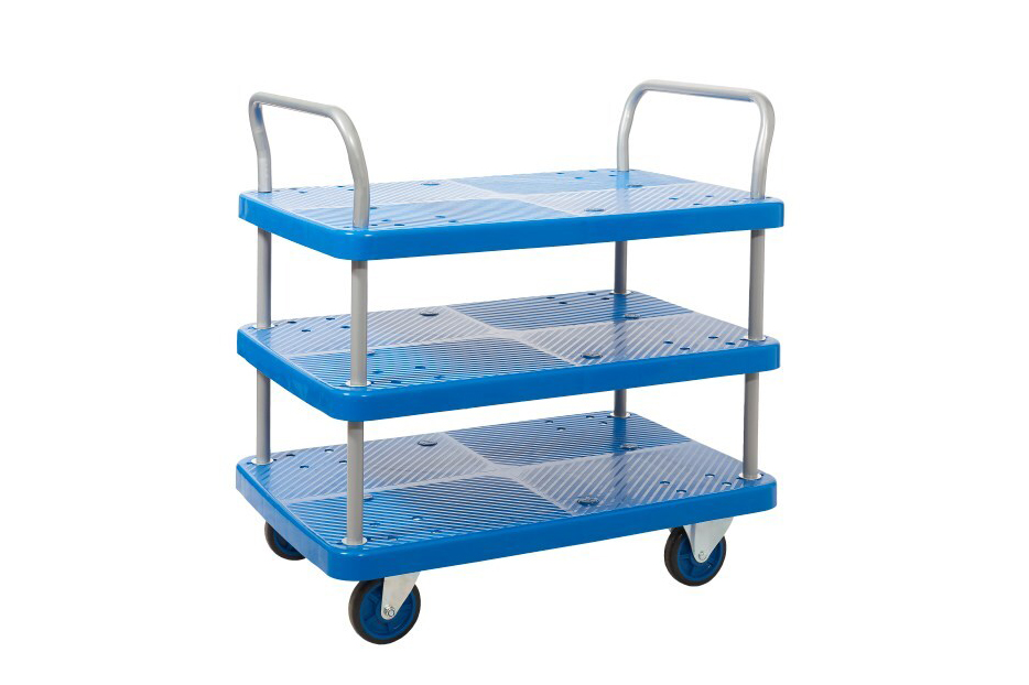 Mobile Trolley, Three Tiers in Blue for Optimal Space and Mobility - Proplaz (Reinforced Polypropylene)