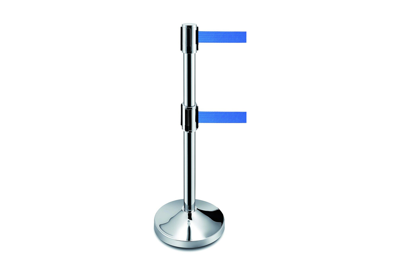 Stainless Steel Double Retractable Belt Barrier with Blue Belt Stainless Steel Double Retractable Belt Barrier with Blue Belt to make impossible to go underneath