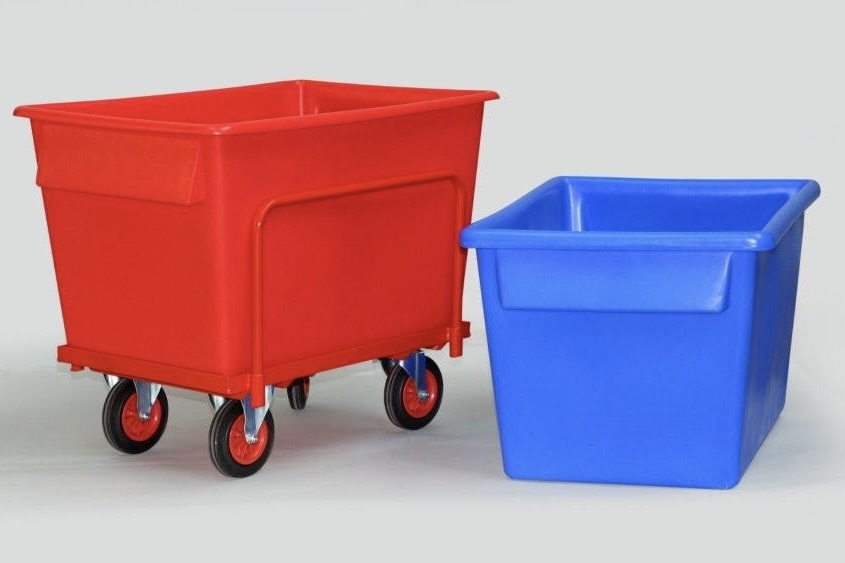 Container Trucks & Support Frame on Castors with Heavy Load Capacity Sizes (370, 455 & 540 litres) in Blue or Red