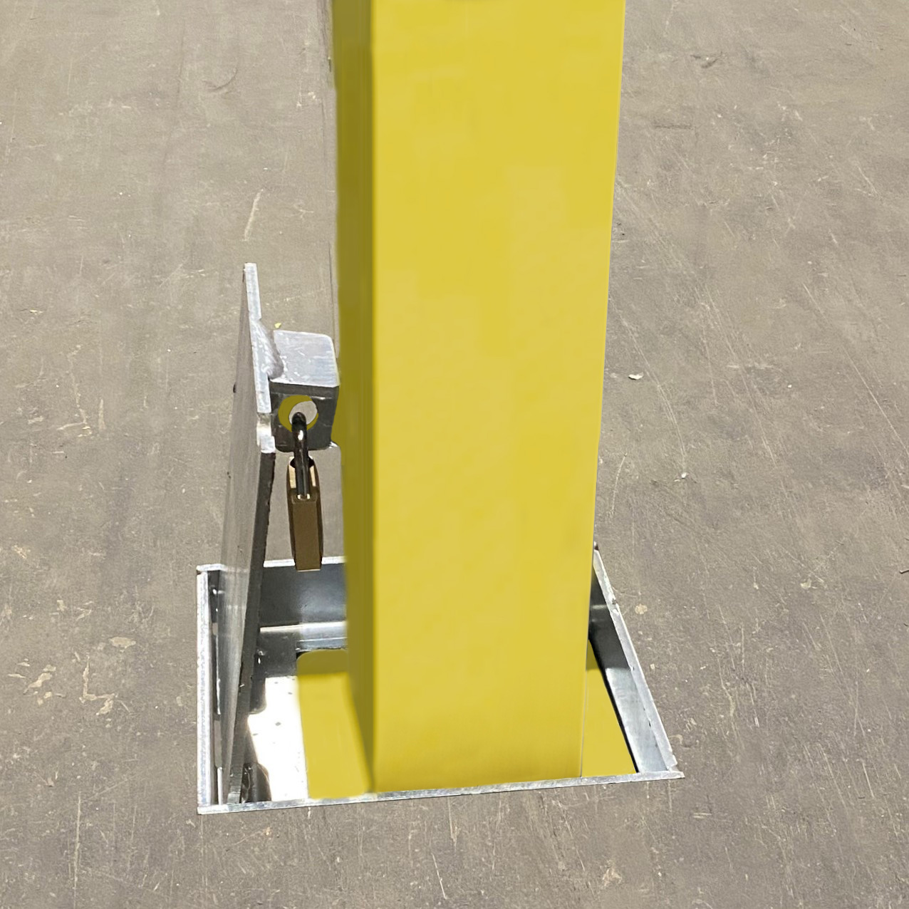 Square Removable Post in High Viz Yellow & Galvanised for Securing Areas (50 to 150mm Sq & 1000mm above ground)