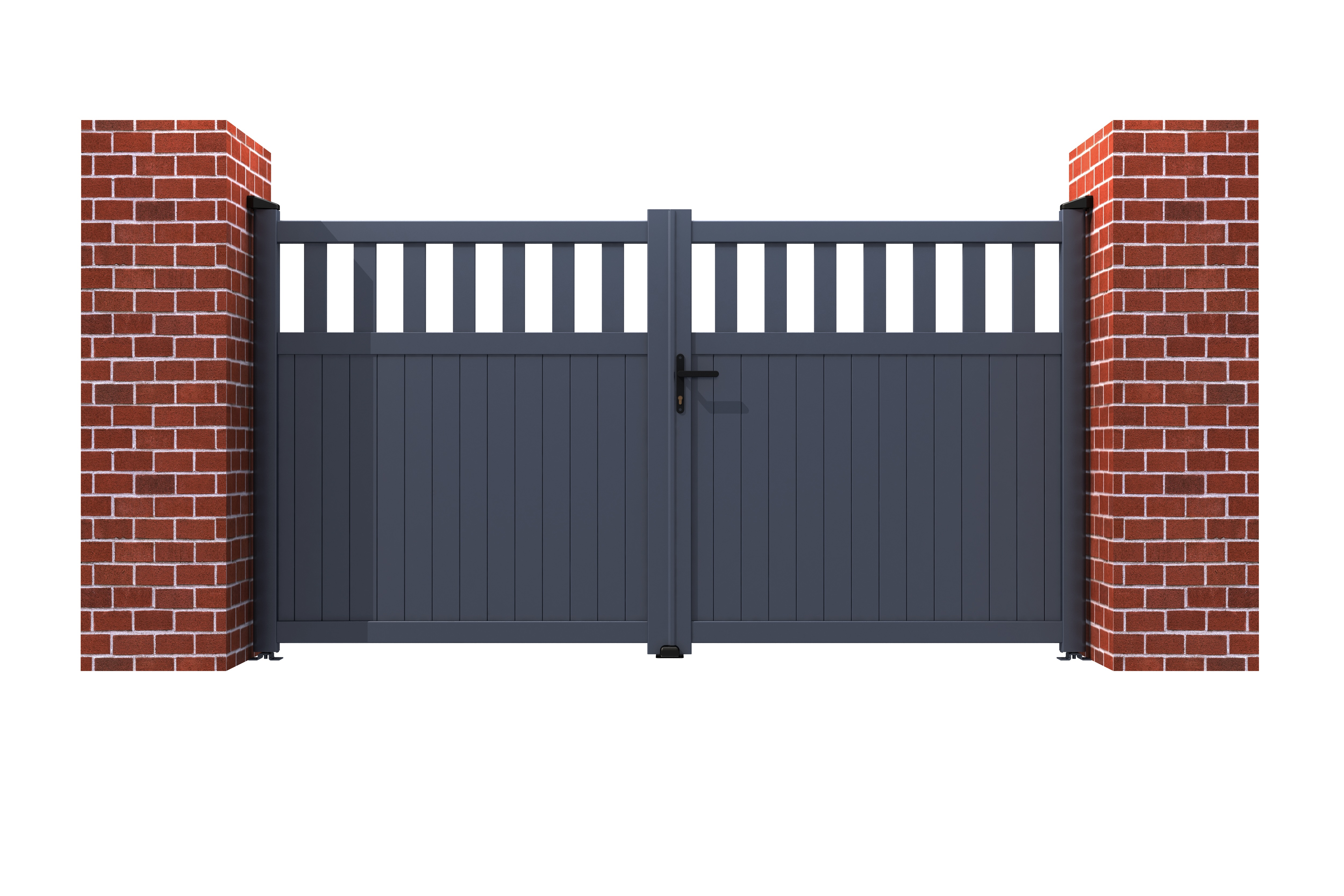 Driveway Gate Flat Topped with Mixed Vertical Infill
In Grey or Black - Smart & Modern