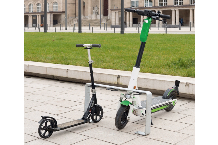 Scooter Rack for 5 Electric or manual scooters. Galvanised for weather projection, Elegant design & Surface Fix parking