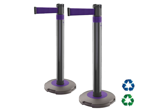 Retractable Barrier Post Q System (2-Pack) with 3m Webbing and Highlight Colour Choice + Fully Recyclable