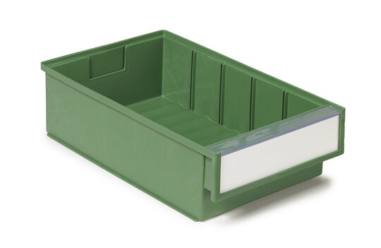 Shelf Bins in New Wood Based Bioplastic Green & Sold in Economy Quantity Pack Units - BiOX ECO Range