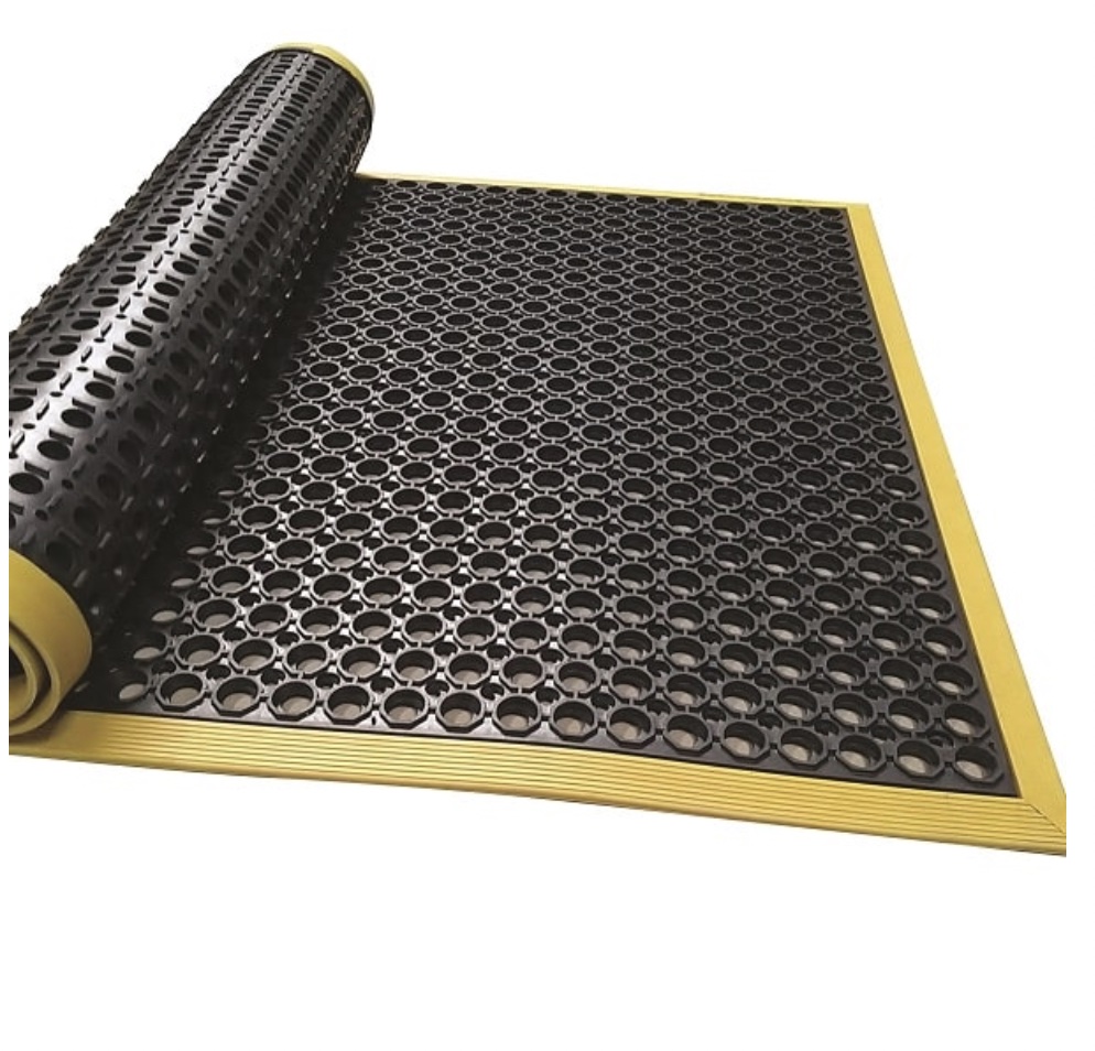 Heavy-Duty Anti-Fatigue & Slip Ulti Mat | Nitrile Oil & Grease Resistant | Black with Safety Borders | Large Sizing