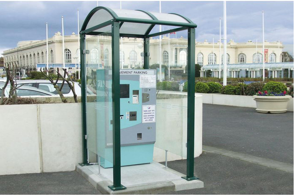 Voute Shelter - Ideal for a variety of car park uses
Examples: Pay Station & Electric Charging Point.