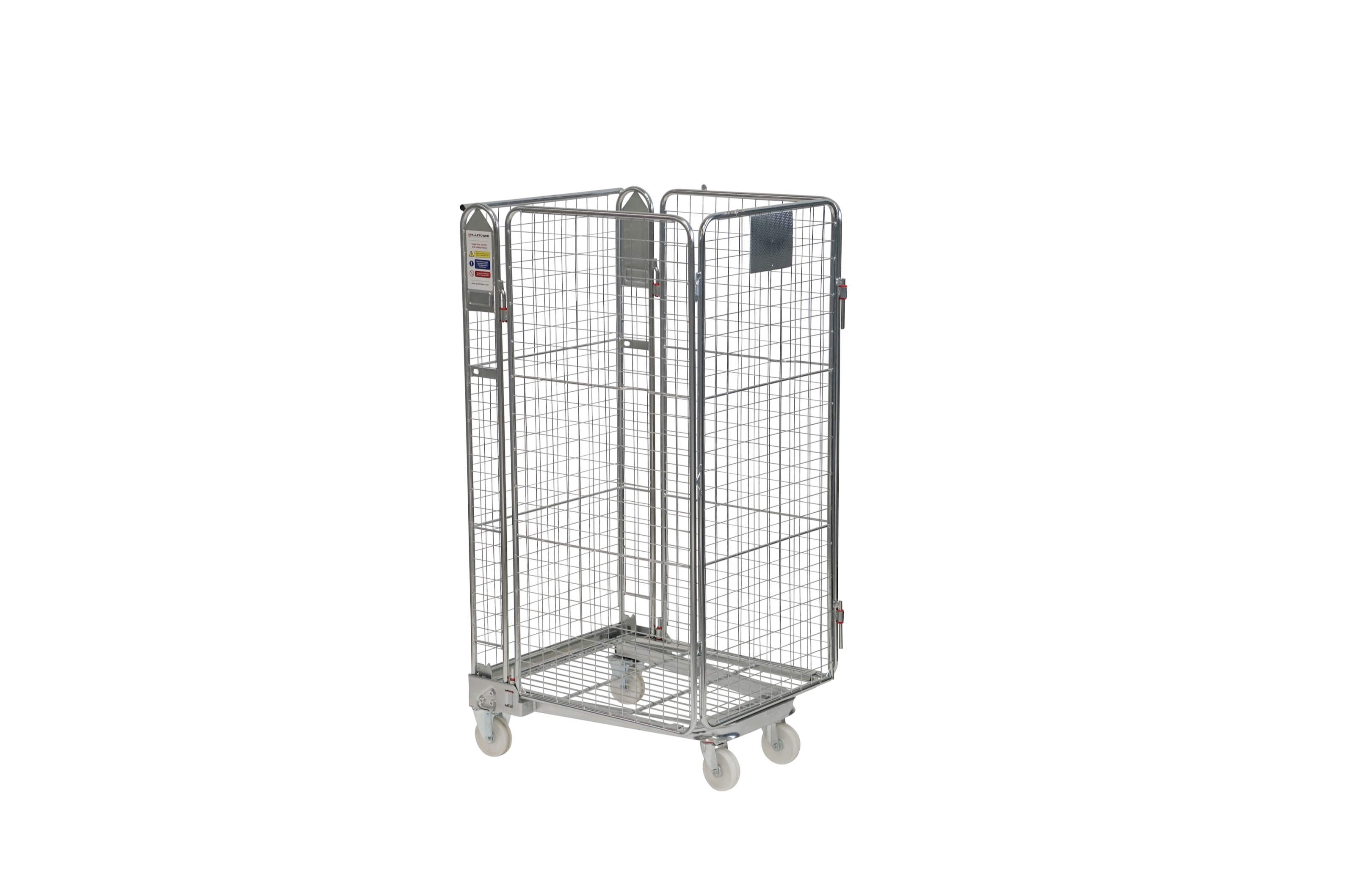 Nestable Roll Pallet & Optional Hinged shelf: 4 Sided Low-Cost, Durable & Sturdy For Warehouse Efficiency